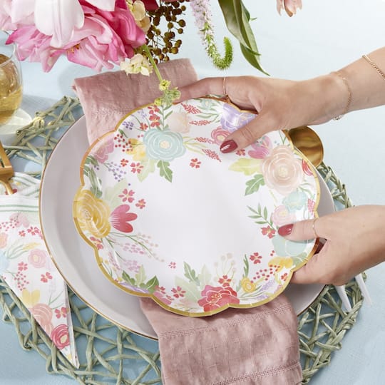 Kate Aspen® 9'' Garden Blooms Premium Paper Plates, 16ct.